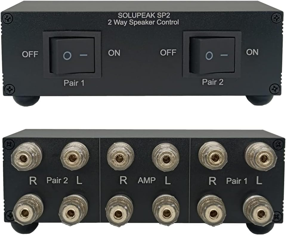 Premium 2 Zone Speaker Selector Switch Box, 2 Way Stereo Audio Speaker Switcher Distribution Box for Multi-Channel High Powered Amp a B Switches -SOLUPEAK SP2 image number 4