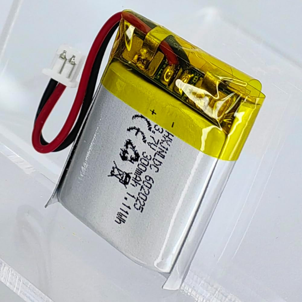 DC 3.7V 300Mah 602025 Rechargeable Lithium Polymer Battery, Suitable for DIY 3.7-5V Electronic Products with Built-In 2-Wire Battery Replacement and LED Lights image number 1