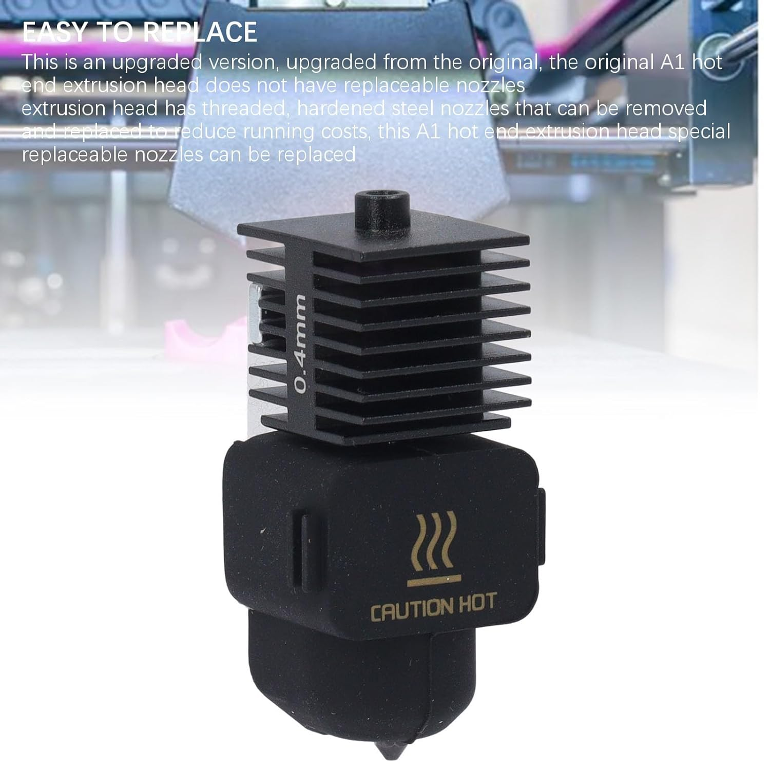 Threaded 3D Printer Hotend Hardened Steel Nozzle Replacement Kit, 0.4Mm, High Temperature Printing for Bambu Lab A1 A1 Mini, Easily Replaceable Extruder Accessories image number 3