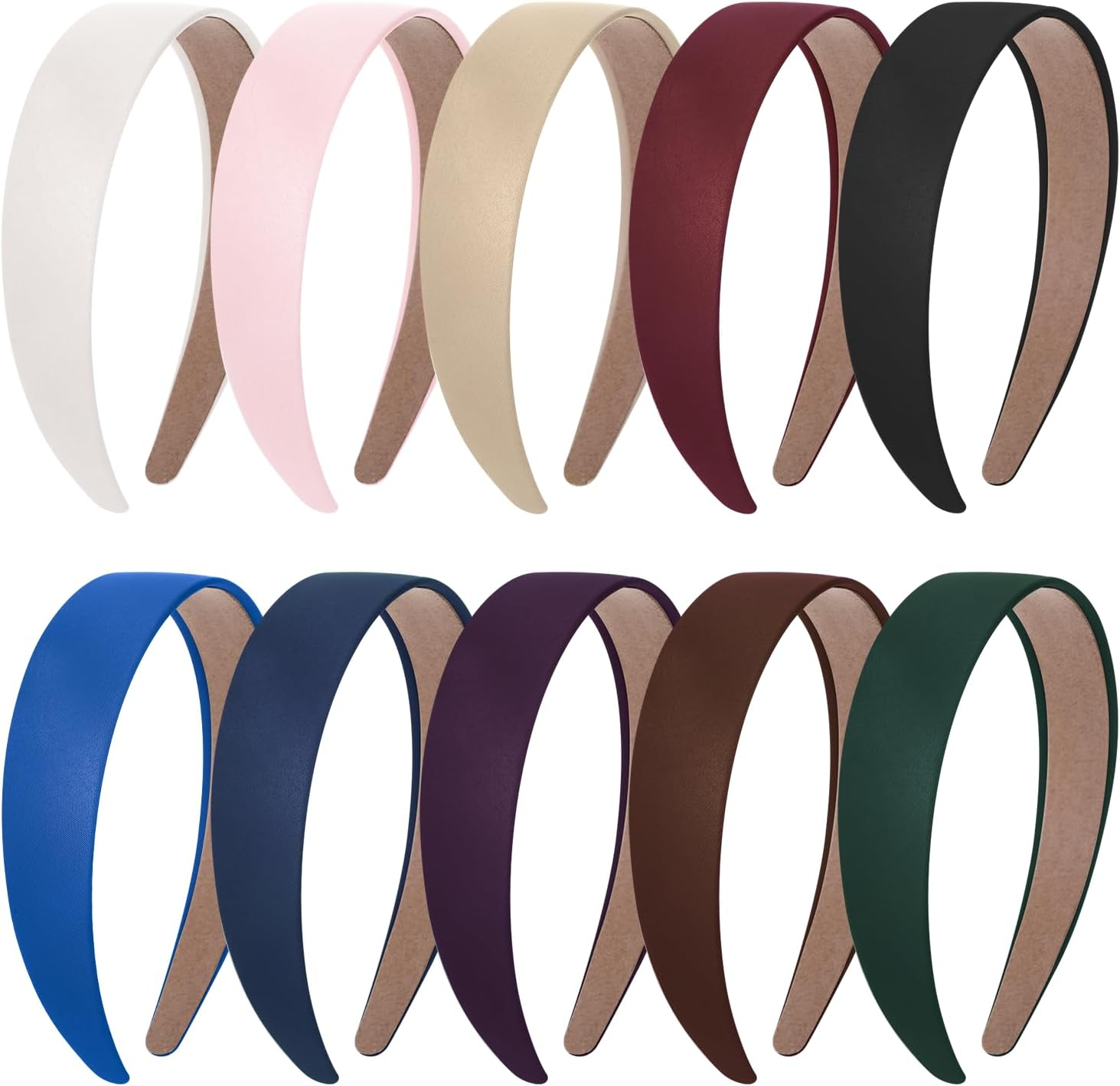 Pack of 10 Women'S Wide Non-Slip Headbands, 3 Cm, Satin Headbands, Hair Bands for Women, DIY Hair Accessories, Girls for Holiday Outfits, Everyday Outfits, 10 Colours