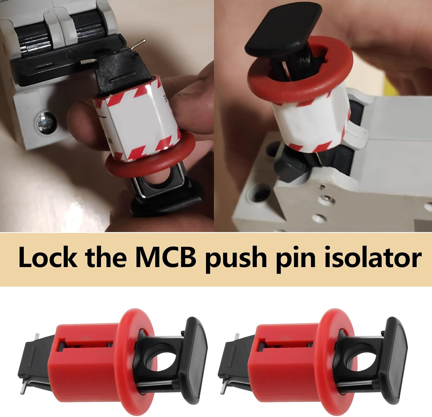 Emsea 5 Pcs Lock Out MCB Circuit Breaker Device Push Pin Out Lock Industrial Grade Breaker Switch Lock for Electrical Lockout Loto Device image number 4