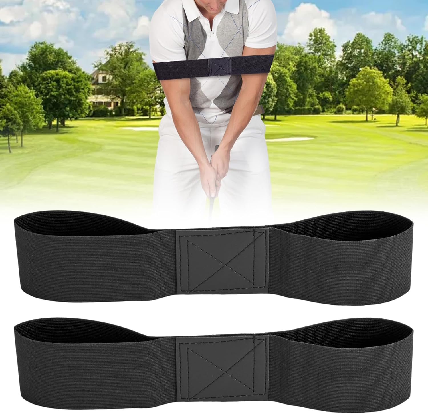 2Pcs Golf Swing Trainer Aid Swing Correcting Arm Band, Golf Swing Training Aid, Black image number 6