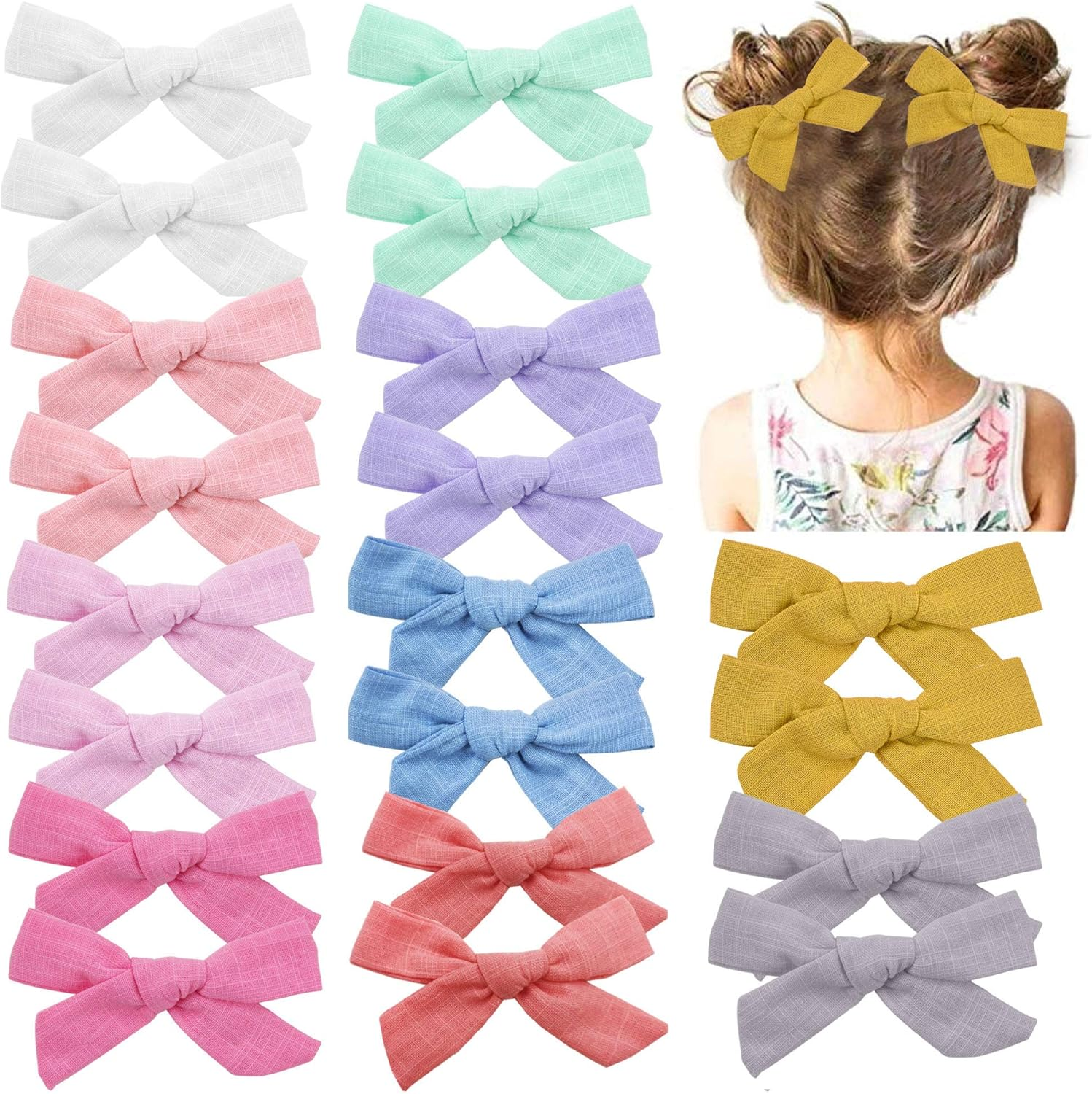 20 Pieces Baby Girls Hair Bows Clips Hair Barrettes Accessory for Babies Infant Toddlers Kids in Pairs image number 2