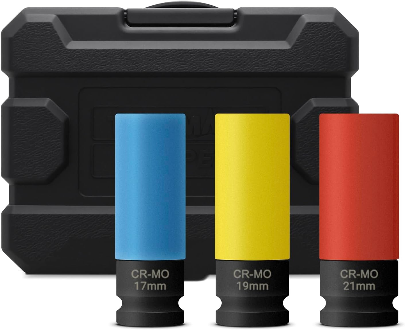 1/2" Drive Lug Nut Impact Socket Set, 3 Pcs Cr-Mo Steel Drive Wheel Protector, 6 Point, Metric Protective Wheel Nut Socket Set 17Mm, 19Mm, 21Mm with Storage Box image number 2