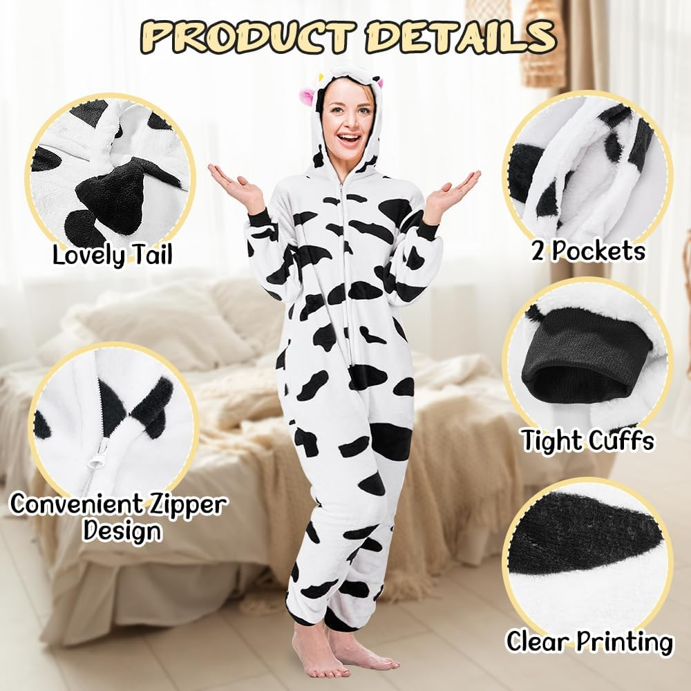Autowt Animal Onesie Costume, Halloween Cosplay Jumpsuit Homewear for Women Men Adult, Unisex Plush One-Piece Sleepwear Pajamas Kigirumi for Party Carnival Christmas image number 1