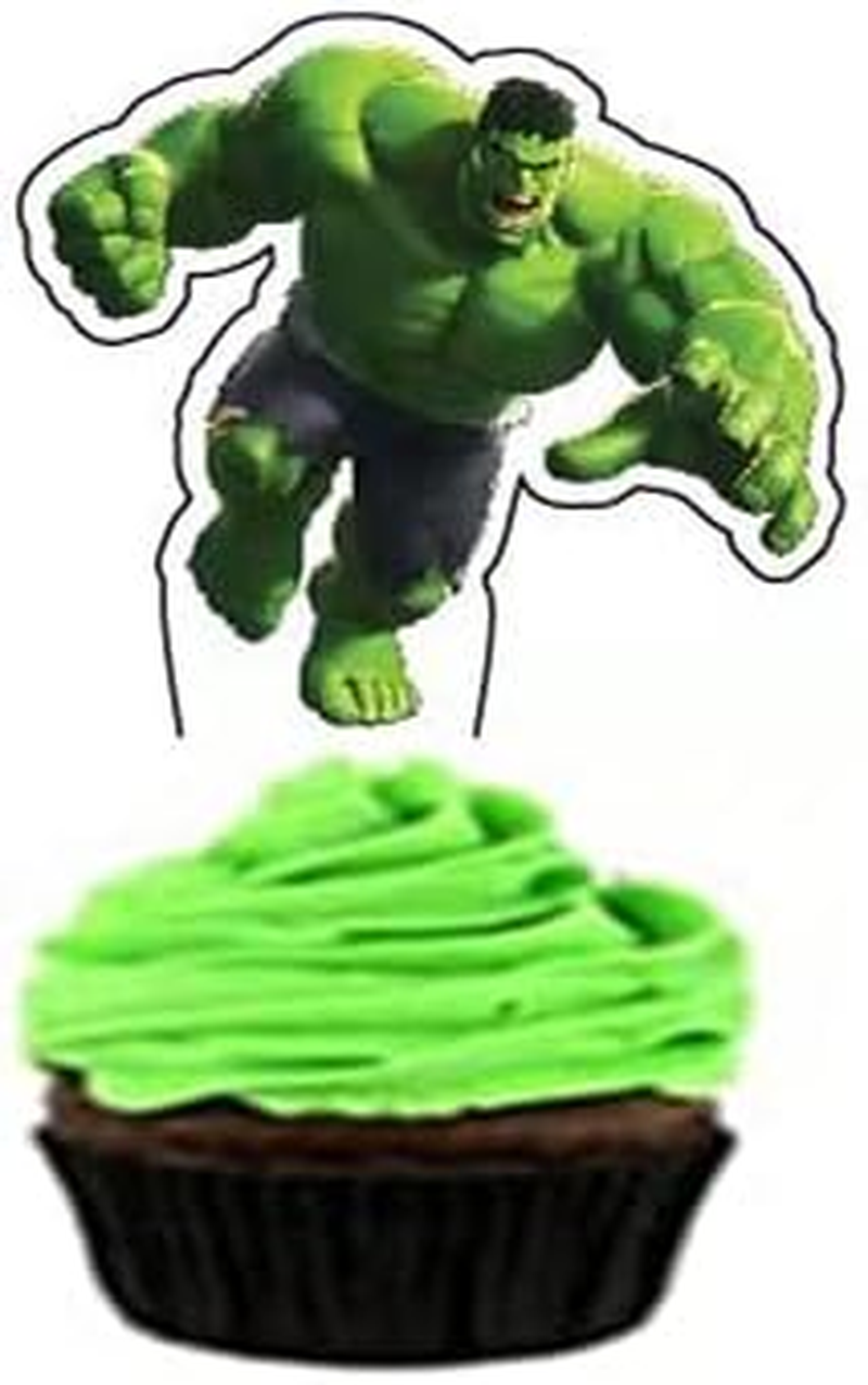 HUA Party Hulk Cake Topper, 48 Pcs, Superhero Birthday Party Supplies Decorations image number 4