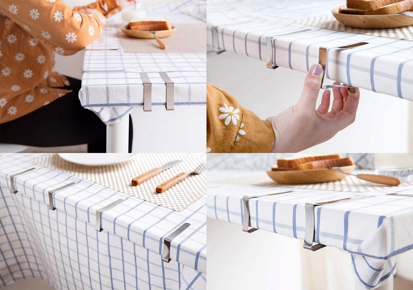 Tablecloth Clips，Picnic Table Clip，Stainless Steel Table Clips Rust-Free,Windproof for Outdoor Indoor Party, Camping, Wedding (Pack of 12) image number 2