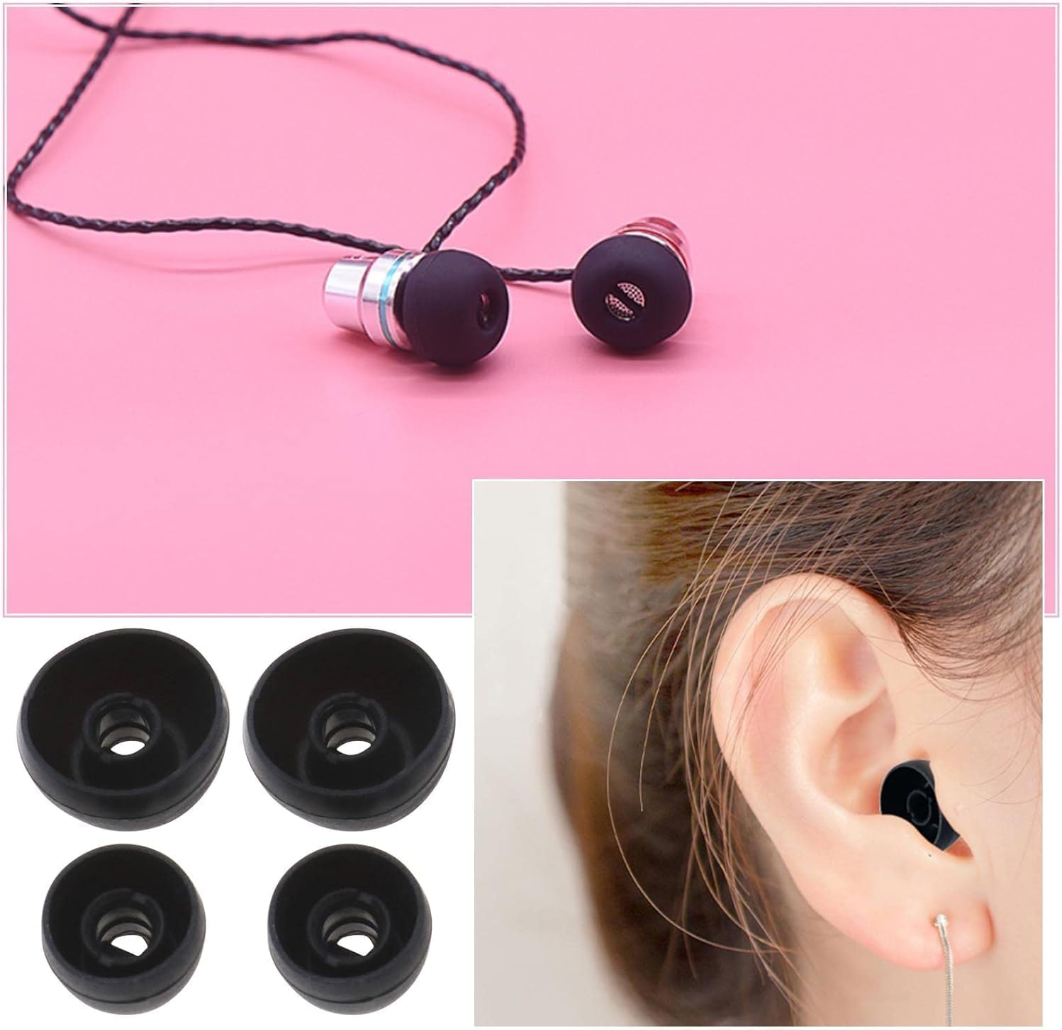 16Pcs Compatible with Sennheiser CX Plus/Momentum 2 Ear Tips, CX 3.00 CX 5.00 CX 6.00 CX 7.00 Replacement Soft Flexible Silicone Eartips Earbuds Accessories Compatible with Sennheiser CX 300S (Black) image number 6
