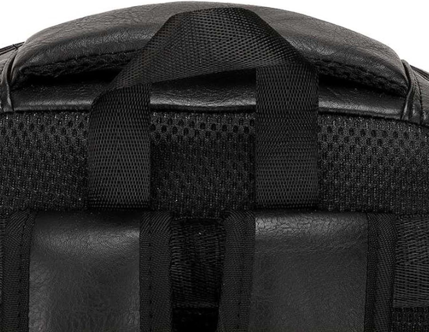 Baoblaze PU Leather Laptop Backpack Men Travel Rucksack Multiple Pockets Water Resistant Casual Daypack Computer Backpack for Fishing Shopping Hiking - Black image number 6