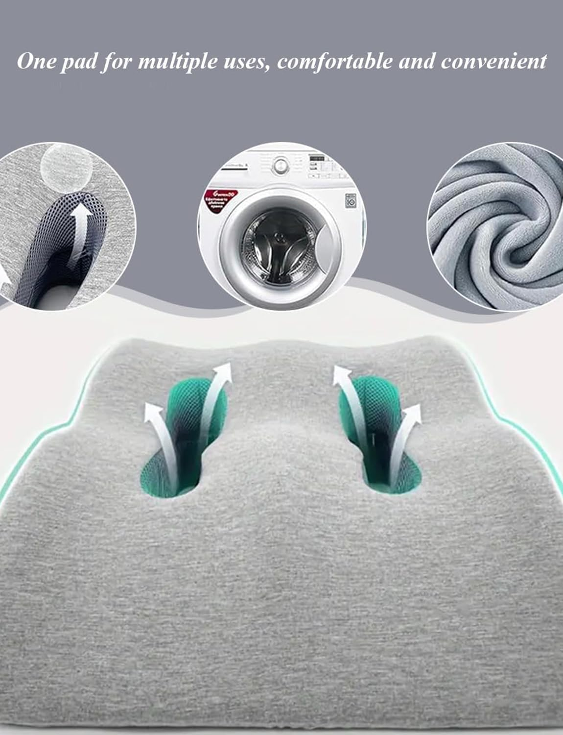 Memory Foam Leg Pillows for Sleeping,Back M Shape Curve, Ergonomic Design, Removable Cover, Breathable Fabric, with Proper Elevation, for Comfortable Posture image number 5