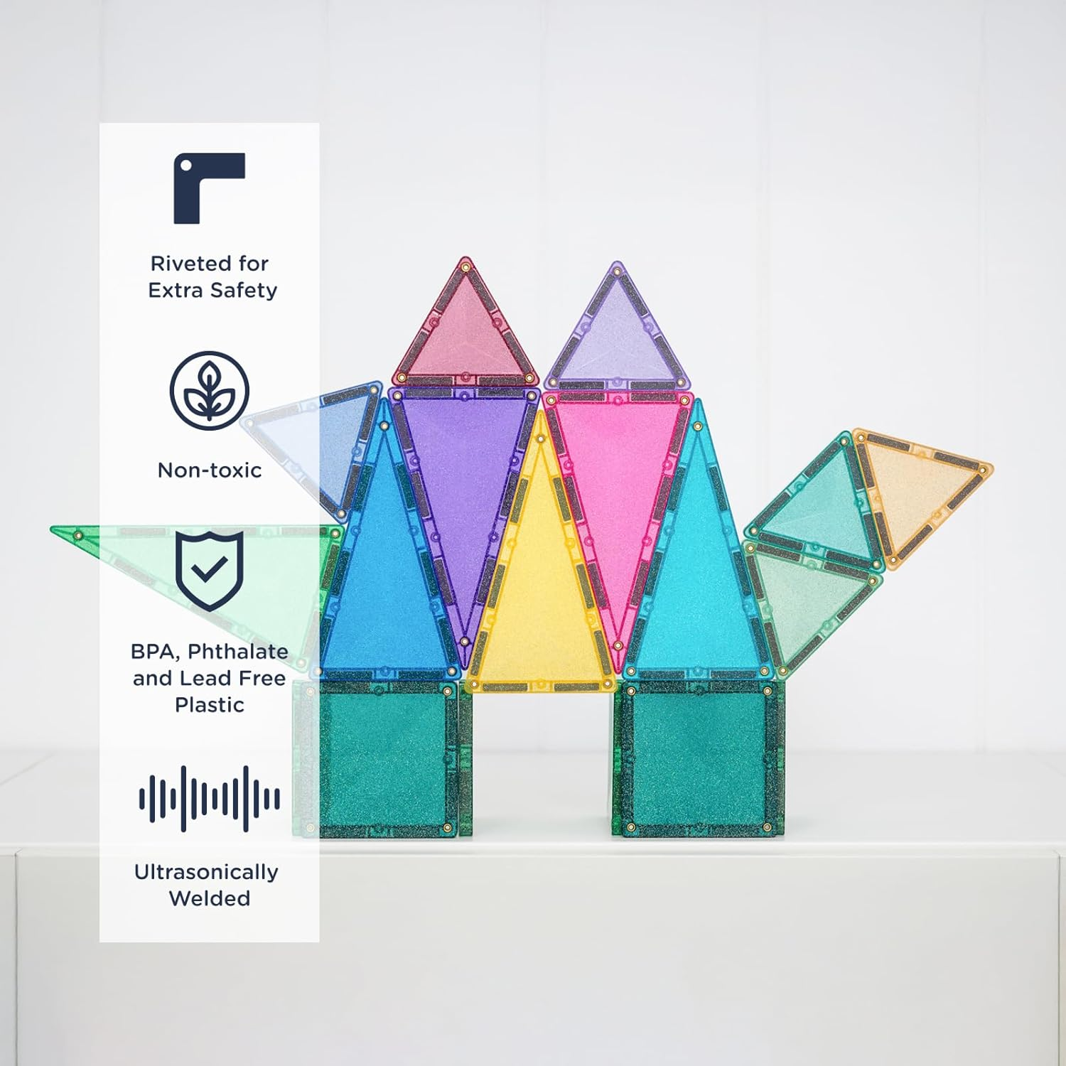 CONNETIX Magnetic Tiles Glitter Castle Pack, 48 Pieces image number 3