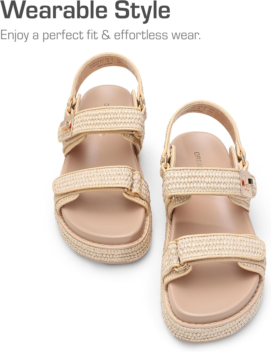 DREAM PAIRS Women'S Low Wedge Sandals Comfortable Arch Support Platform Open Toe Casual Dressy Flat Summer Sandals with Adjustable Straps image number 5