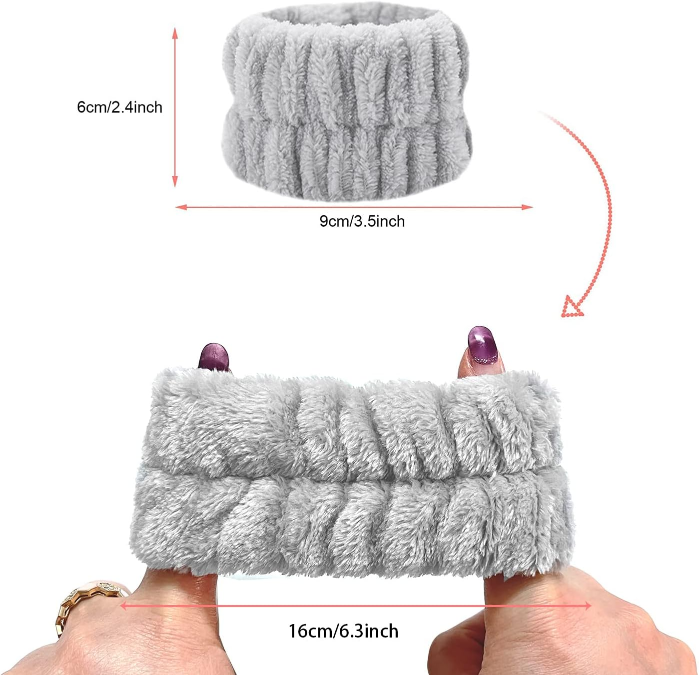 4 Pairs/8Pcs Wrist Spa Washband Microfiber Wrist Wash Towel Band, Face Washing Wristbands Wrist Sweatband for Women Girls Prevent Liquid from Spilling down Your Arms