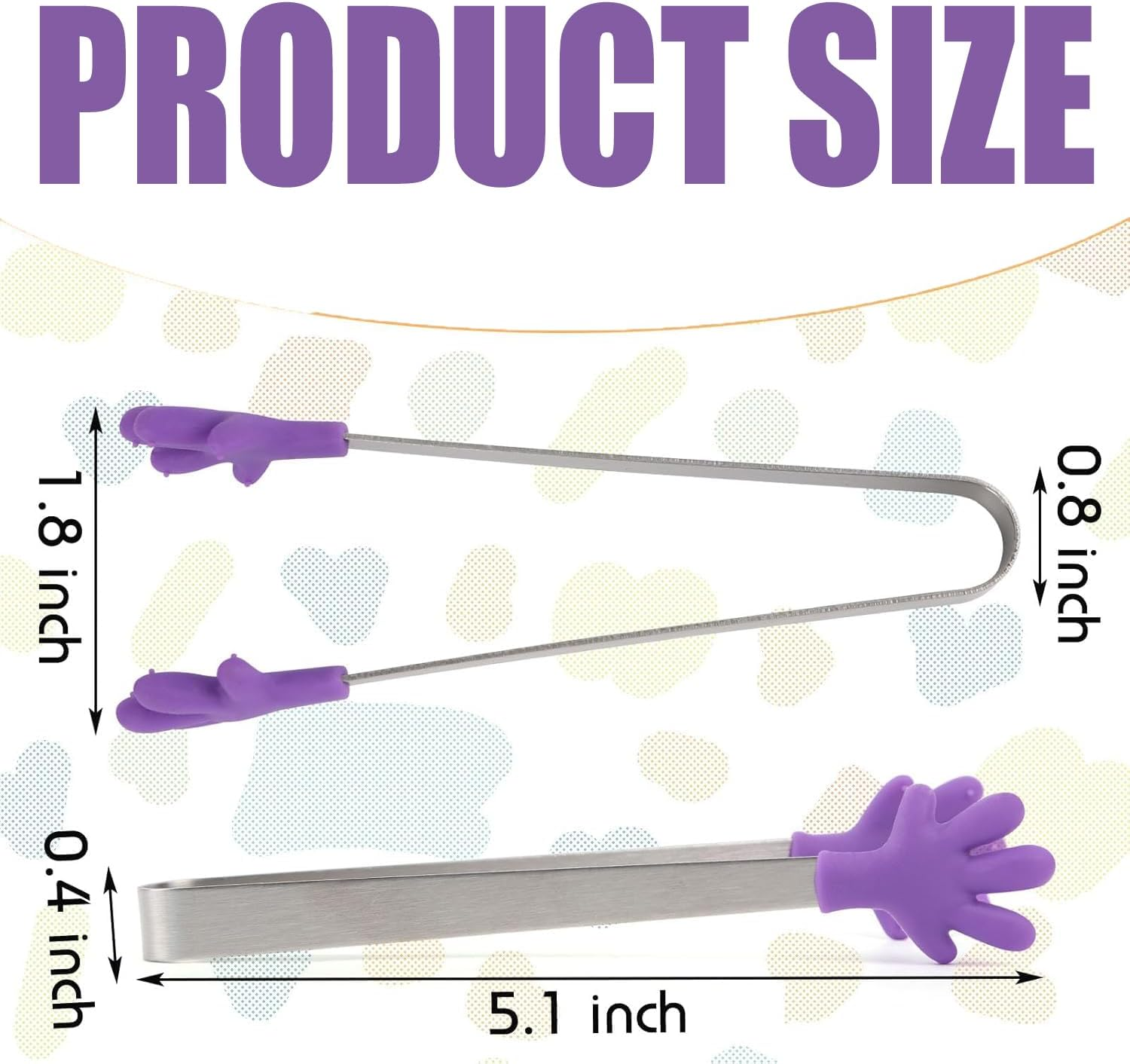 Lexziuo 8PCS Colorful Silicone Mini Tongs - 5 Inch Heat-Resistant Kitchen Tongs for Kids & Adults, Soft Food Tongs for Appetizers, Ice Cubes, Fruits, Desserts, BBQ image number 1