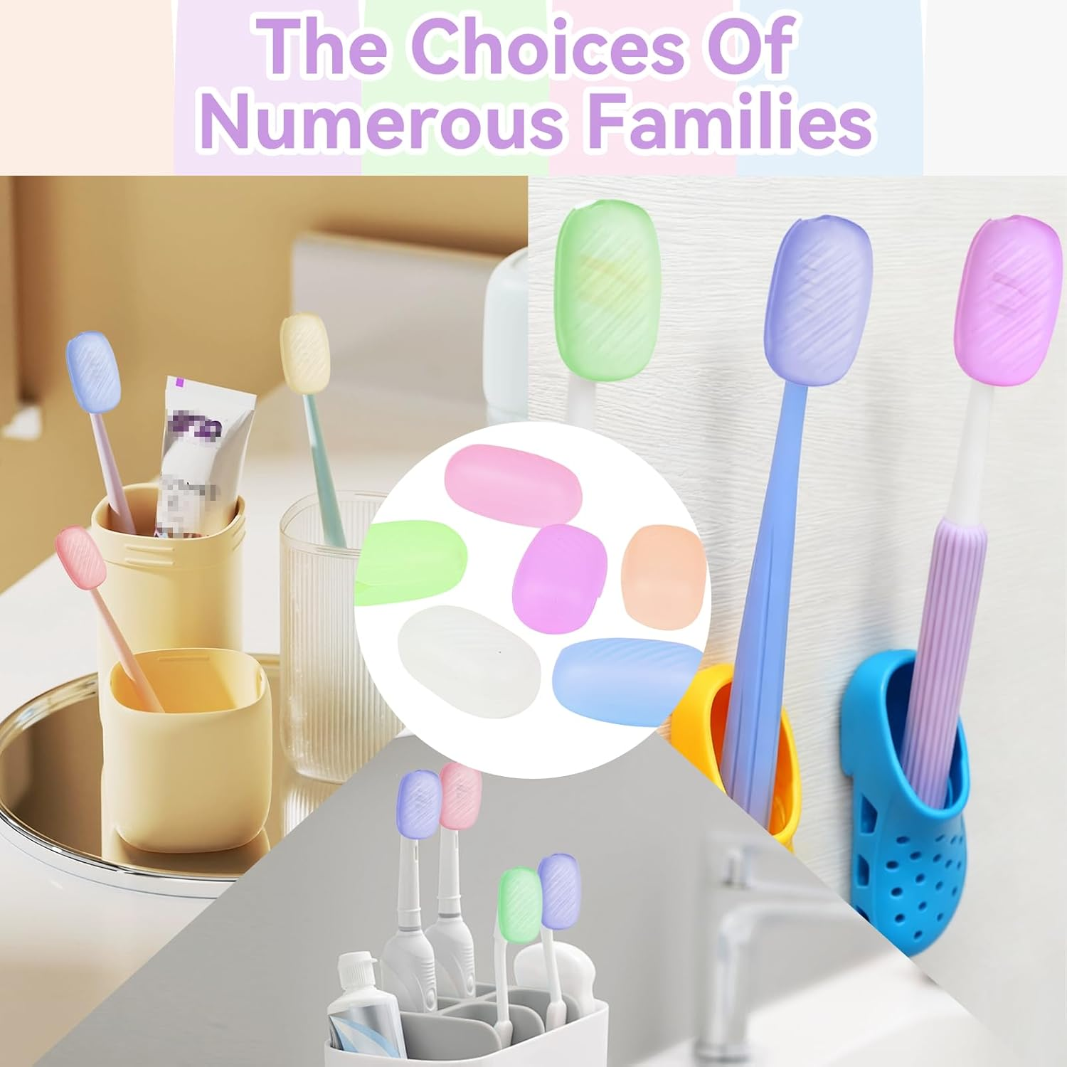 Silicone Toothbrush Covers 6 Pack,Compatible with Oral B Electric Toothbrush Heads & Manual, Breathable for Travel Camping image number 1