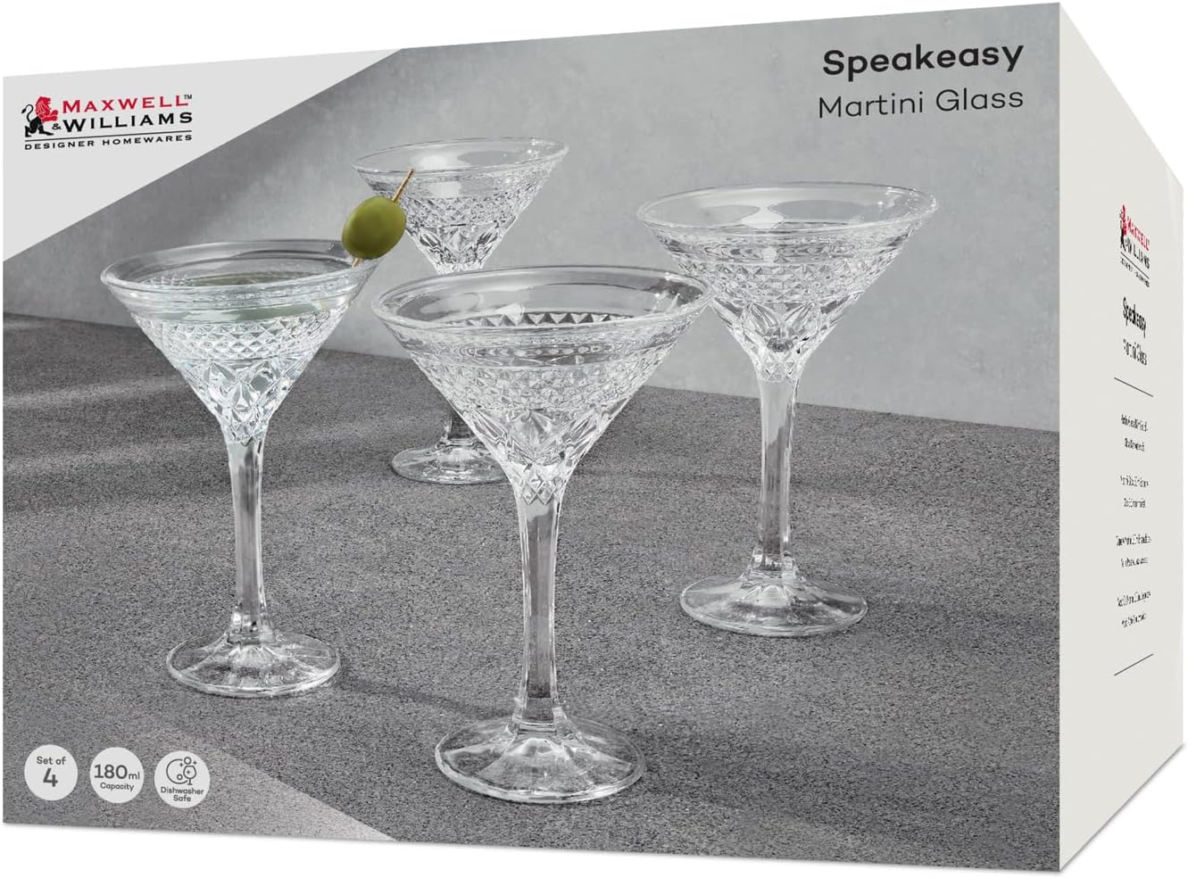 Maxwell & Williams Speakeasy Martini Glass 180ML Set of 4 Gift Boxed image number 3