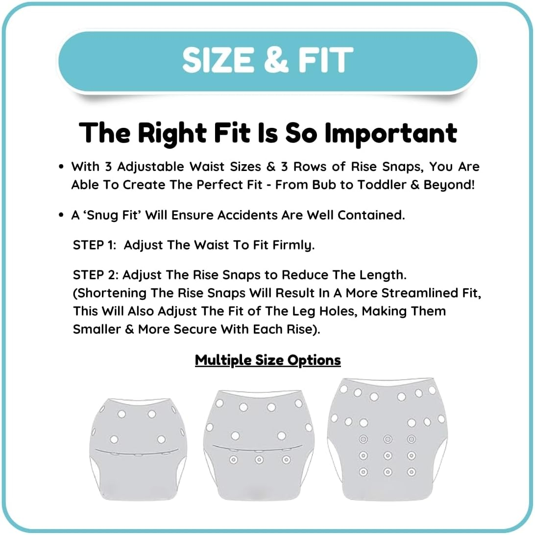 Reusable Adjustable Swim Nappy LARGE 12-20Kg (AU Size 2-5) Girls 'Toddler to Preschool' Premium Cloth Swimming Diaper BLUE BLOSSOM_L - Blue Blossom image number 5