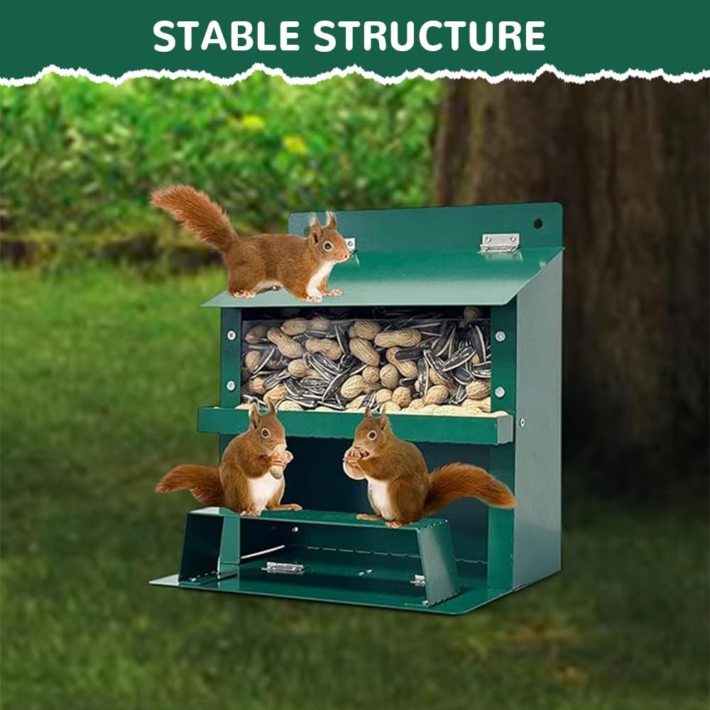 Squirrel Feeders for Outside, Features a Convenient Flip Lid, Large Transparent Bin, Funny Squirrel Houses Outdoors Picnic Table for Squirrels, Chipmunks and Other Small Wildlife image number 3