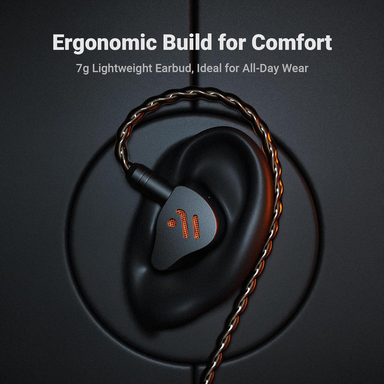 Fosi Audio IM4 Open-Back Hifi IEM Earphones, 10Mm Beryllium Driver, N52 Dual Magnet & Dual Chamber, 2-Pin Detachable Cable 3.5/4.4Mm Balanced, Custom Tuning, Ergonomic Fit for Studio/Gaming Black image number 3