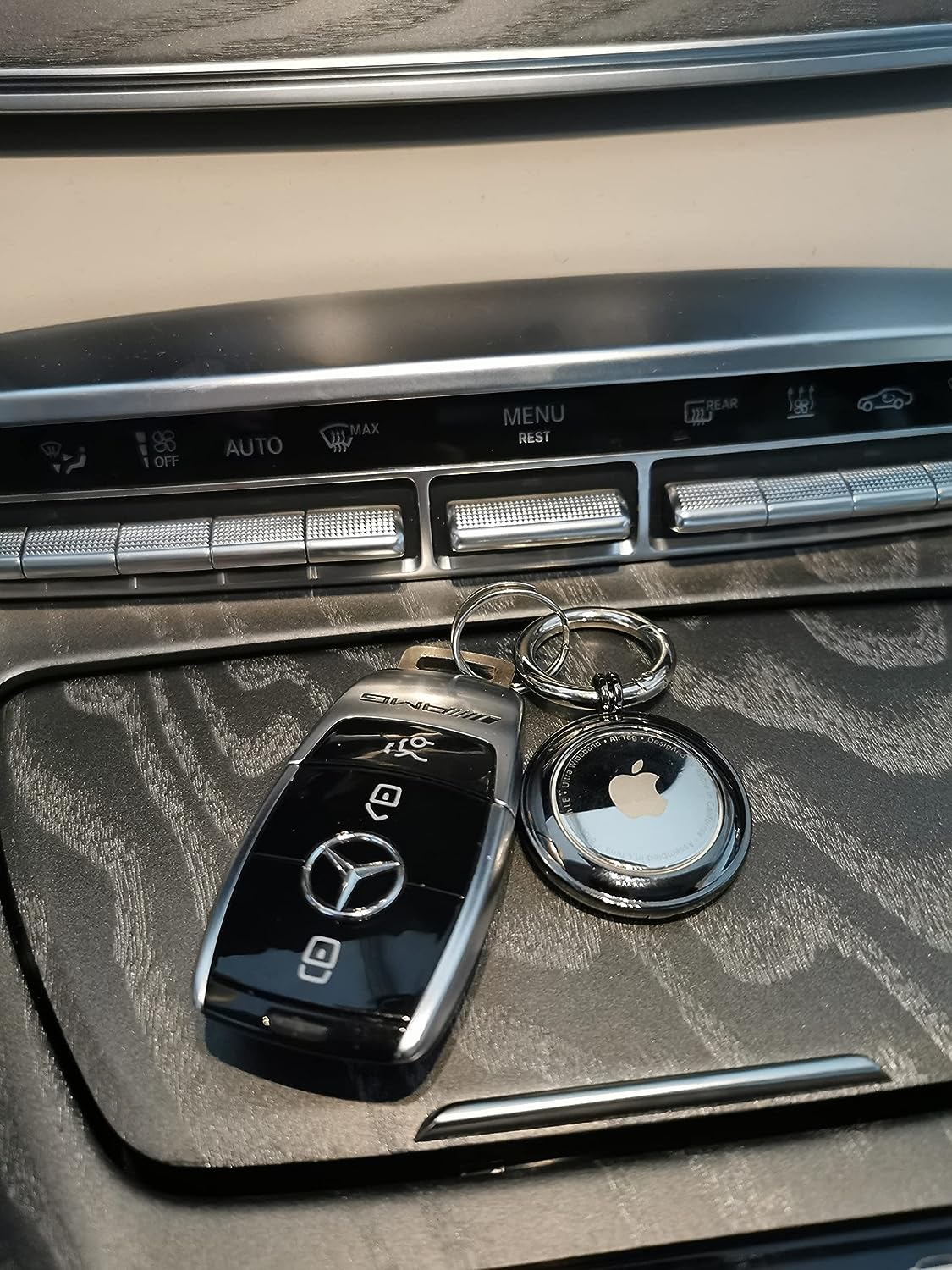 RECKNEY Metal Airtag Keychain Case- Airtag Keyring Compatible with Apple Airtag - Air Tag Bumper - Apple Airtag Holder for Keys, Wallets, Bags, Kids, Backpacks, Dogs and Cat Collar Pets, Black, Airtag - Black image number 2