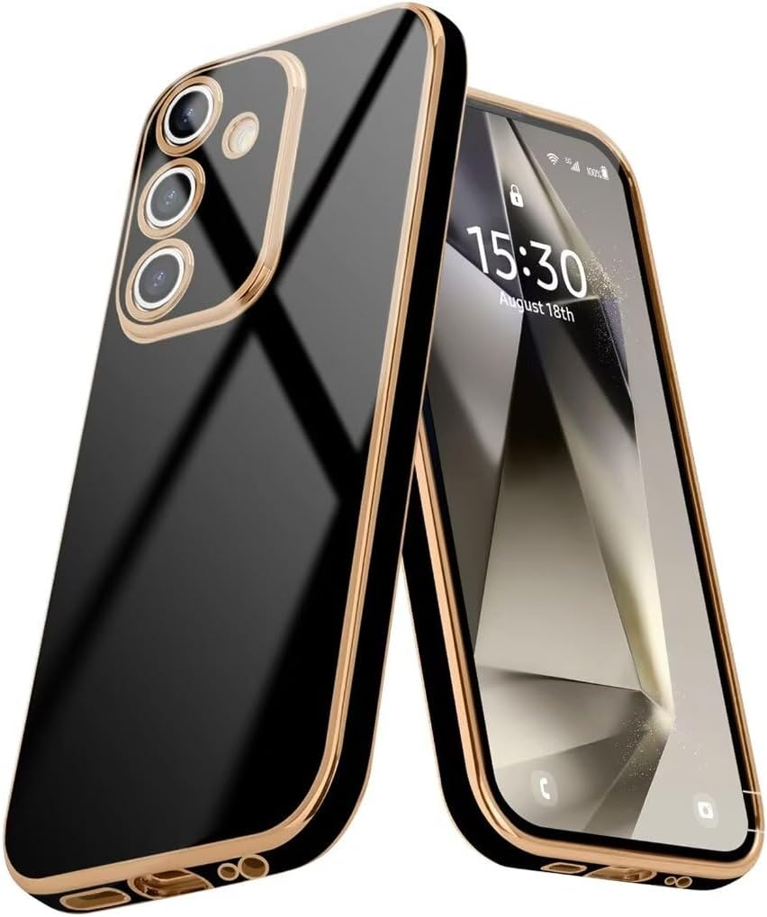 ATISIJIE Case for Samsung Galaxy A16 Mobile Phone Case Original, Ultra Thin Electroplated Soft Silica Gel Scratch-Resistant TPU Mobile Phone Case, Simple Stylish Shiny Protective Cover Case Black image number 2
