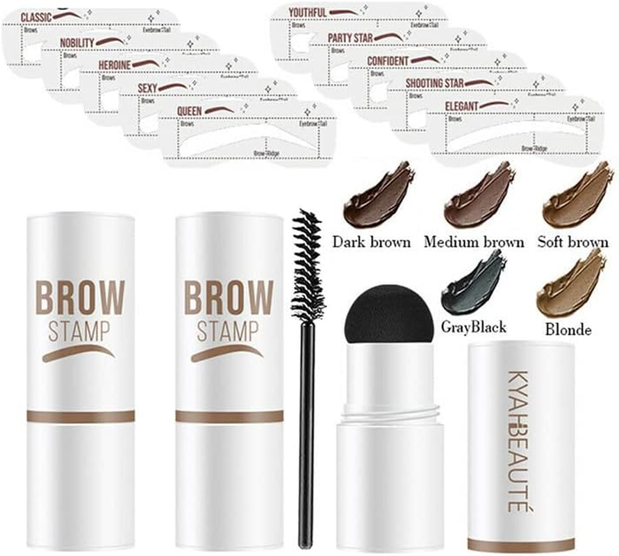 AIMALL Waterproof Eyebrow Shaping Kit with One-Step Brow Stamp, 10 Stencils, and Brush &ndash; Perfect Brow Makeup Set for Natural, Symmetrical Brows image number 5