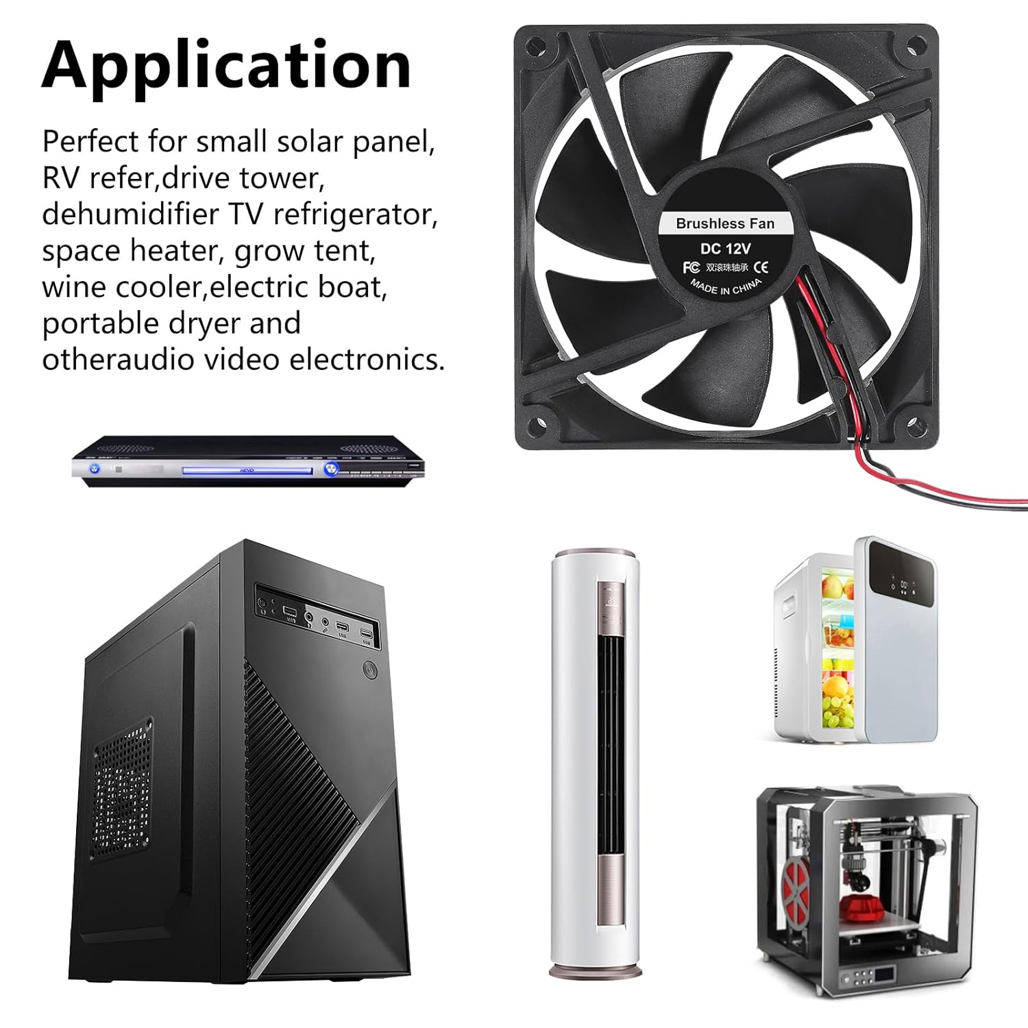 92Mm X 92Mm X 25Mm Cooling Fan with Dual Ball Bearings 3.6 Inch 12V DC 3500 RPM - Ideal for DIY Cooling, 3D Printer, CNC, Robotics image number 1