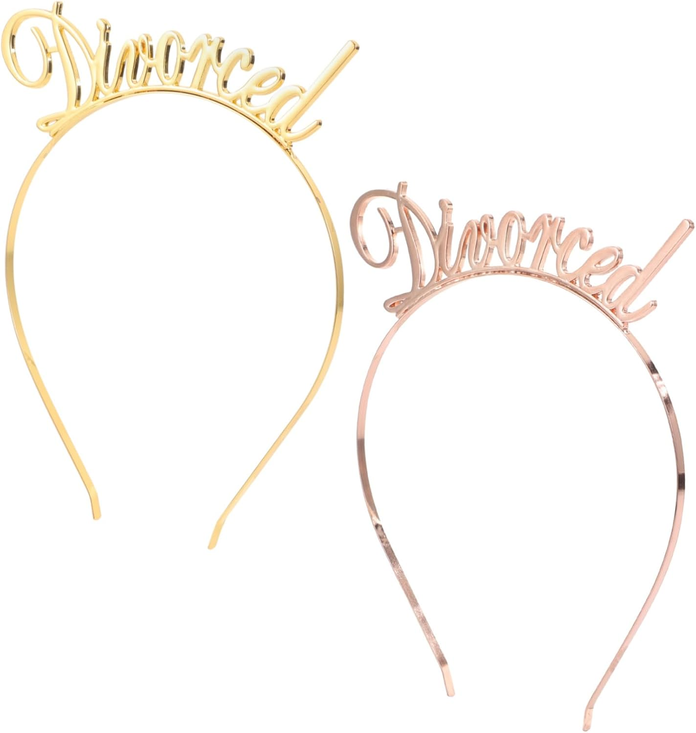 VICASKY 2 Pieces Divorced Headband Made of Gold Rose Gold Elastic Hair Pins for Divorce Parties, Fashionable Hair Accessories for Parties and Special Occasions image number 4