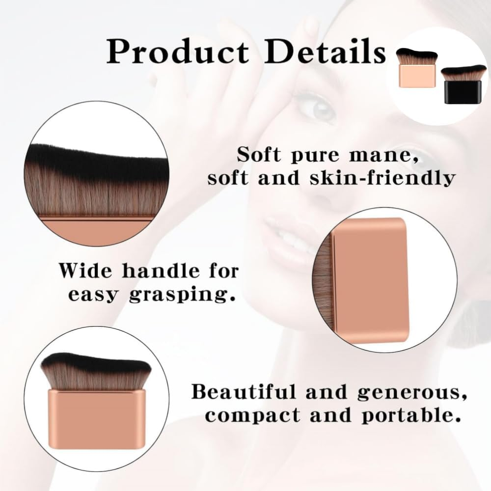 HIDOSNG 2 PCS Self Tanner Brush - Large Body Makeup Brush for Self Tanning,Self Tanning Mousse Blending Brush (Black,Rose Gold)