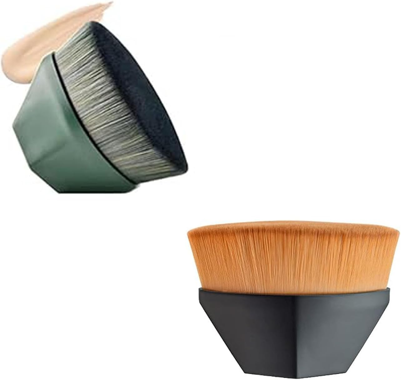 Face Makeup Brush Foundation Blush Brushes Kabuki Magic High-Density Brush Multifunctional Base Makeup Brush Tool (2Pcs,Bk+Gr)