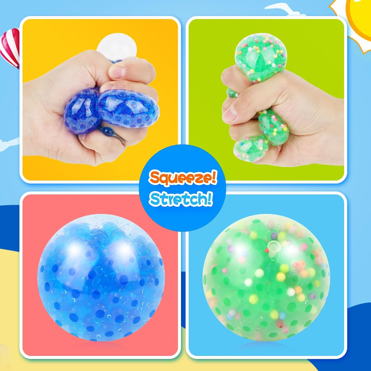 5PACK Stress Balls,Squishy Balls Fidget for Adults Stress Relief, Netos Squishies Ball Sticky Balls, Squeeze Balls Durable Colorful Ball image number 5
