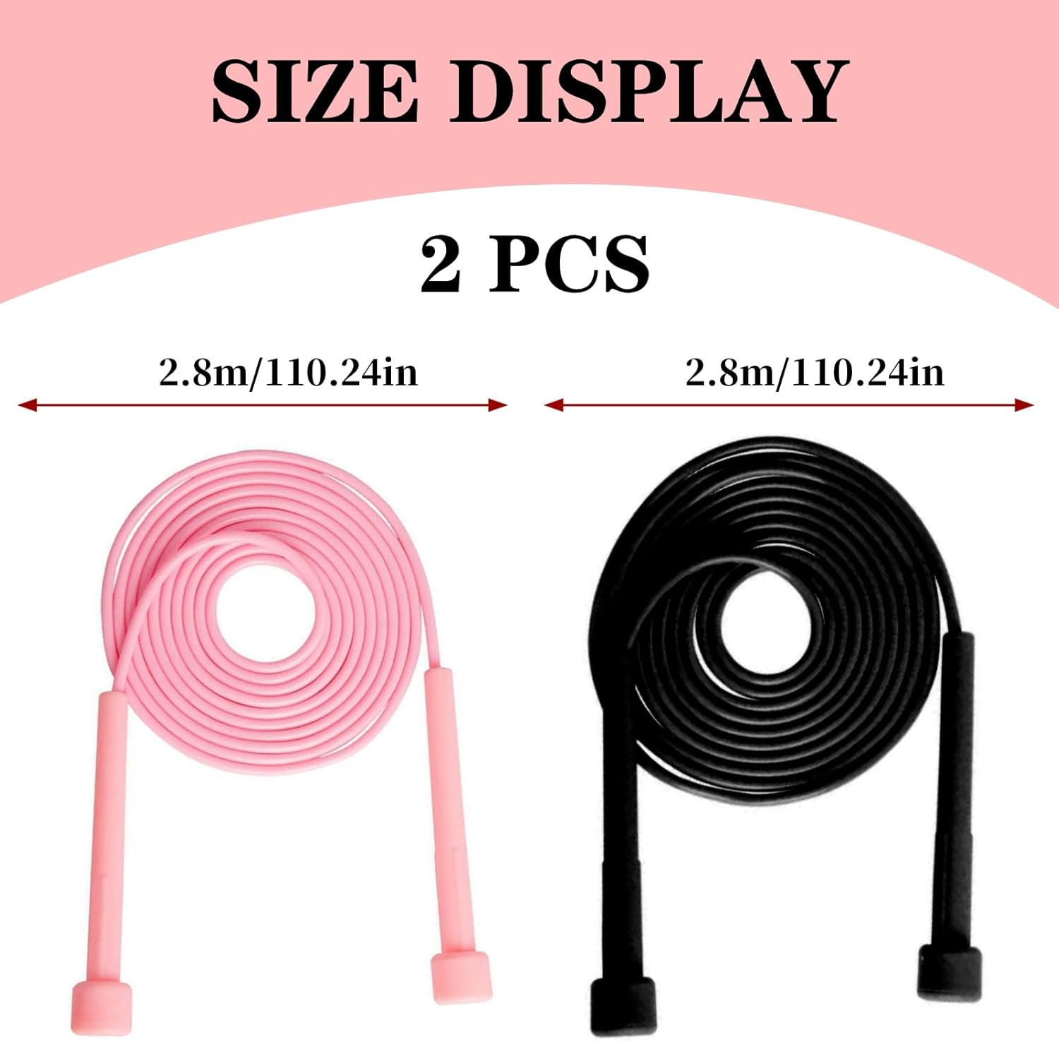 2-Pack Speed Skipping Jump Ropes for Fitness Workout Training, Adjustable Lightweight Rope for Adults, Kids, Blue+Purple, Training for Weight Loss, Exercising to Burn Fat image number 2