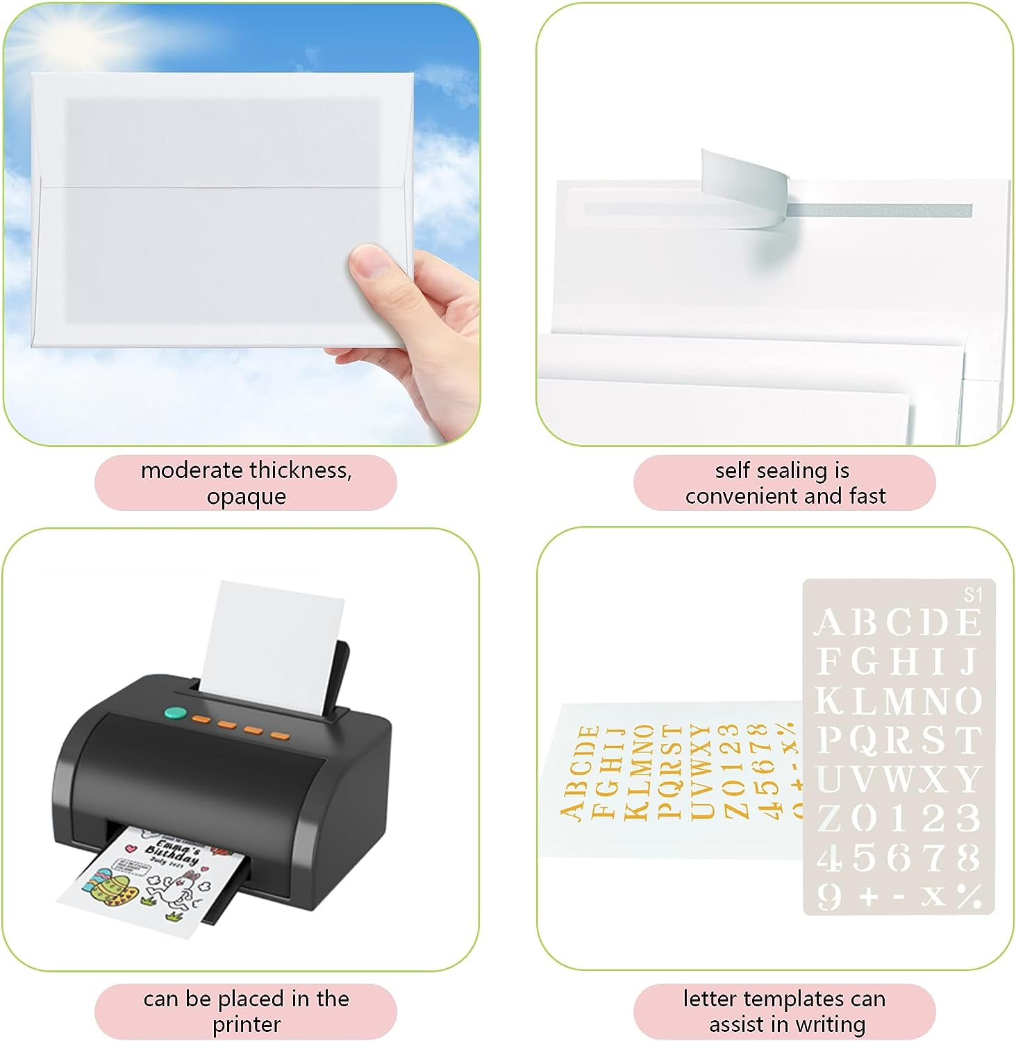 AUXIN A7 Envelope -36 White Self-Adhesive Invitation Envelopes, Suitable for Weddings, Offices, Birthdays, Graduation Ceremonies, Greetings, Announcements, Baby Showers.13.3X18.4 Cm/5.25X7.25 Inches image number 1