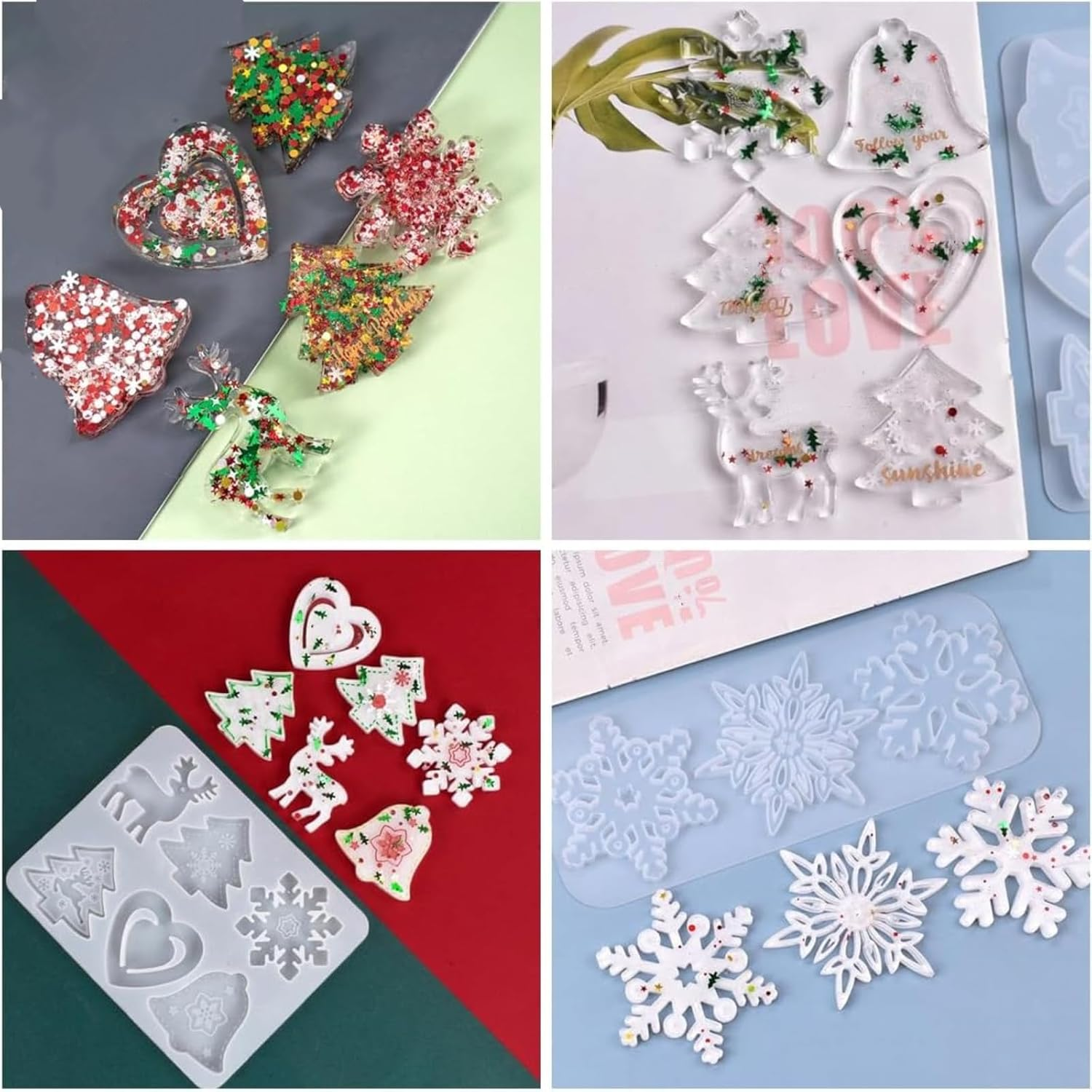Itadaku 2 Pcs Silicone Moulds for Christmas, Resin Snowflake and Tree Moulds, DIY Tools, Soap and Fondant Moulds for Holiday Crafting image number 1