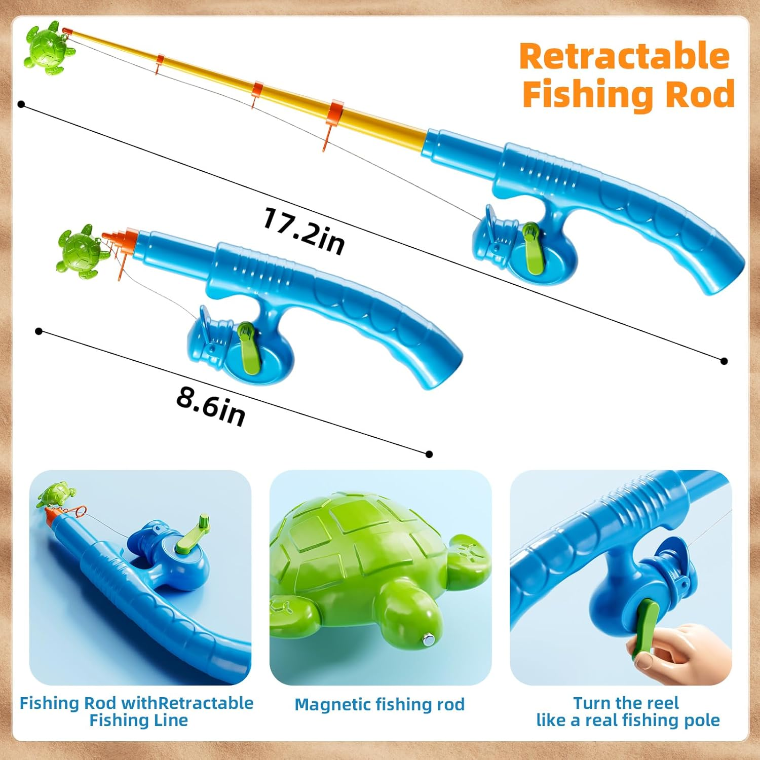 Magnetic Fishing Game Pool Toys for Kids 3-5, Water Table Bathtub Kiddie Party Toy with Pole Rod Net Plastic Floating Fish, Outdoor Toys for Kids Age 3 4 5 6 7 8 Year Old image number 5