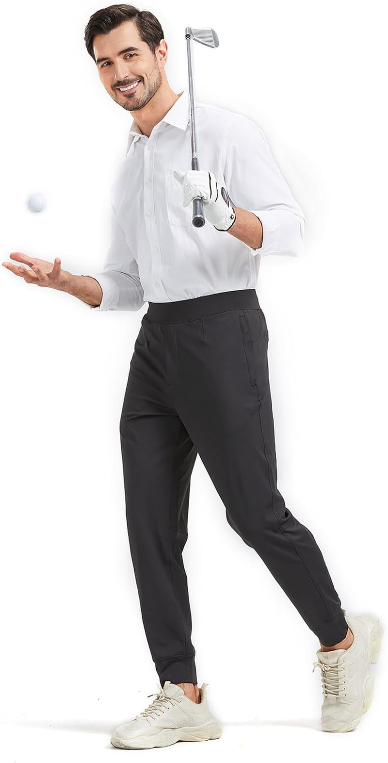 MOVEUP Men'S Stretch Golf Sweatpants Pant with Zipper Pockets Tapered Athletic Joggers Track Workout Pants image number 7