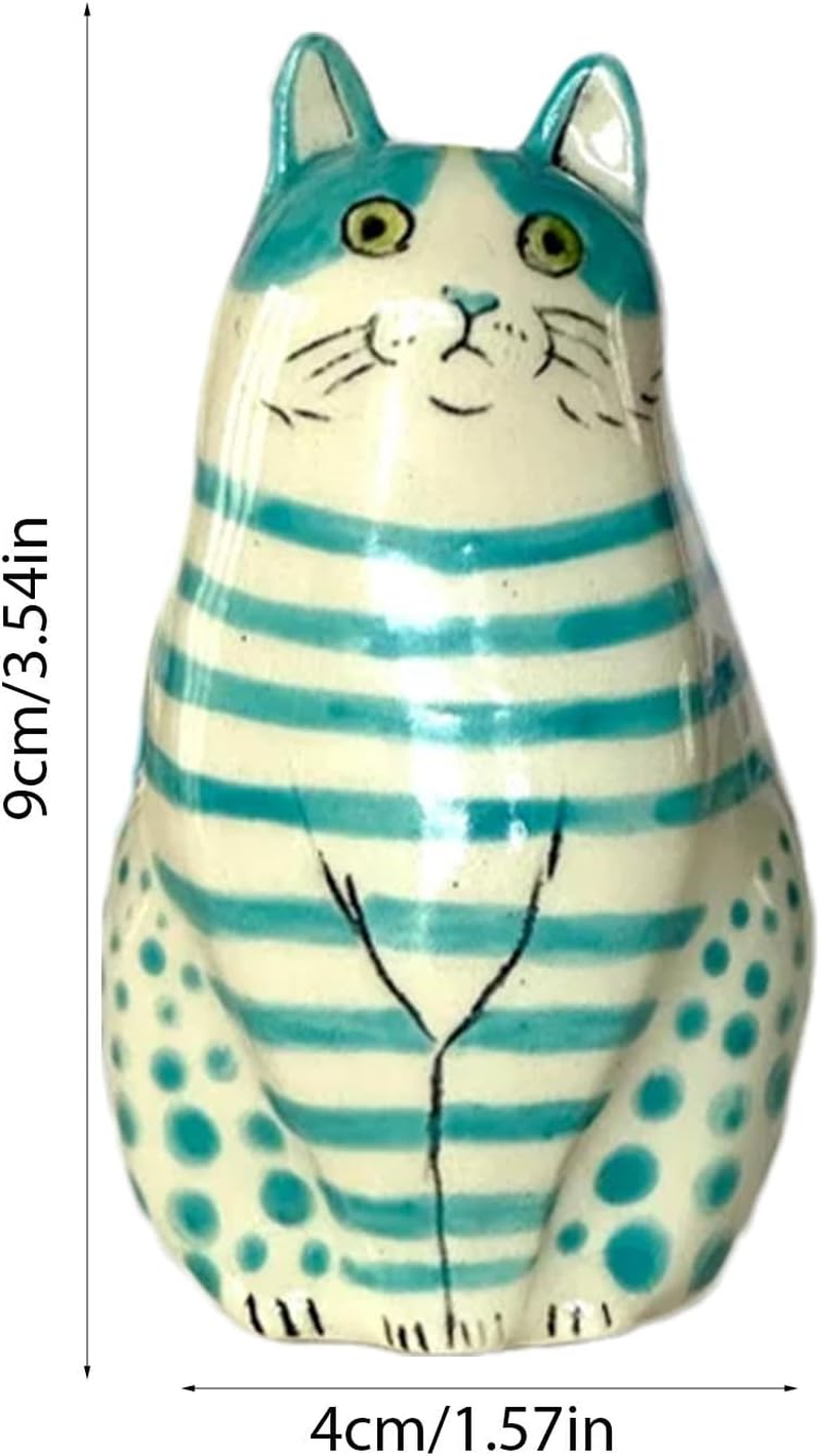 Polka Dot Cat Vase | Resin Cat Flower Bud Vase - Tiny Animal Vases for Cat Lovers, Home Decorations for Bookshelf, Table Decoration - Green image number 3