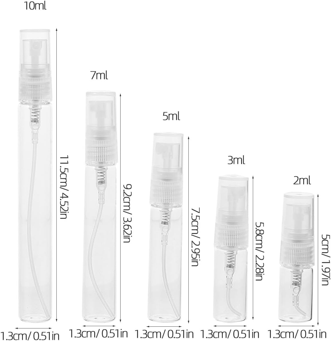 Veemoon 10Pcs Refillable Small Perfume Spray Bottles Set, Portable Empty Glass Sprayer Bottles for Essential Oils and Fragrance, Black Liquid Atomizer for Travel and Daily Use