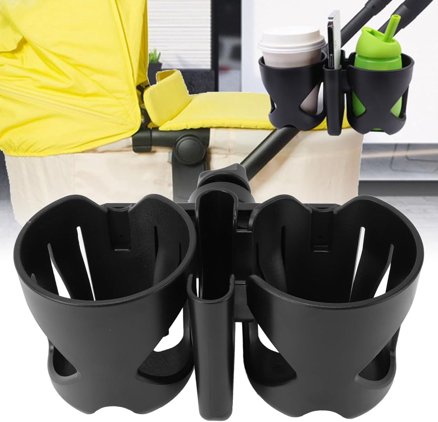 Universal Cup Holder, 3 in 1 Stroller Cup Holder with Phone, 360 Degree Rotatable Wheelchair for Stroller Walker Wheelchair image number 1