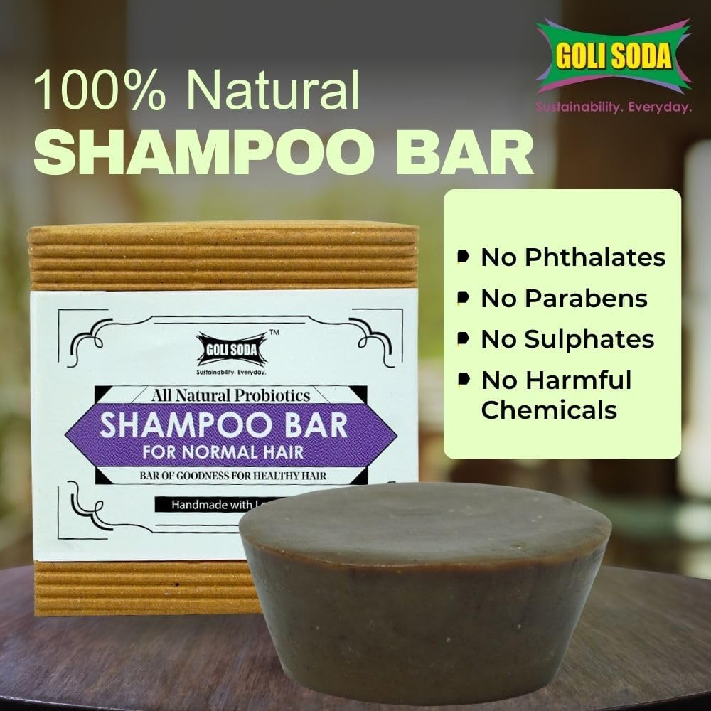 GOLI SODA All Natural Probiotics Shampoo Bar for Normal Hair (Pack of 2) image number 5