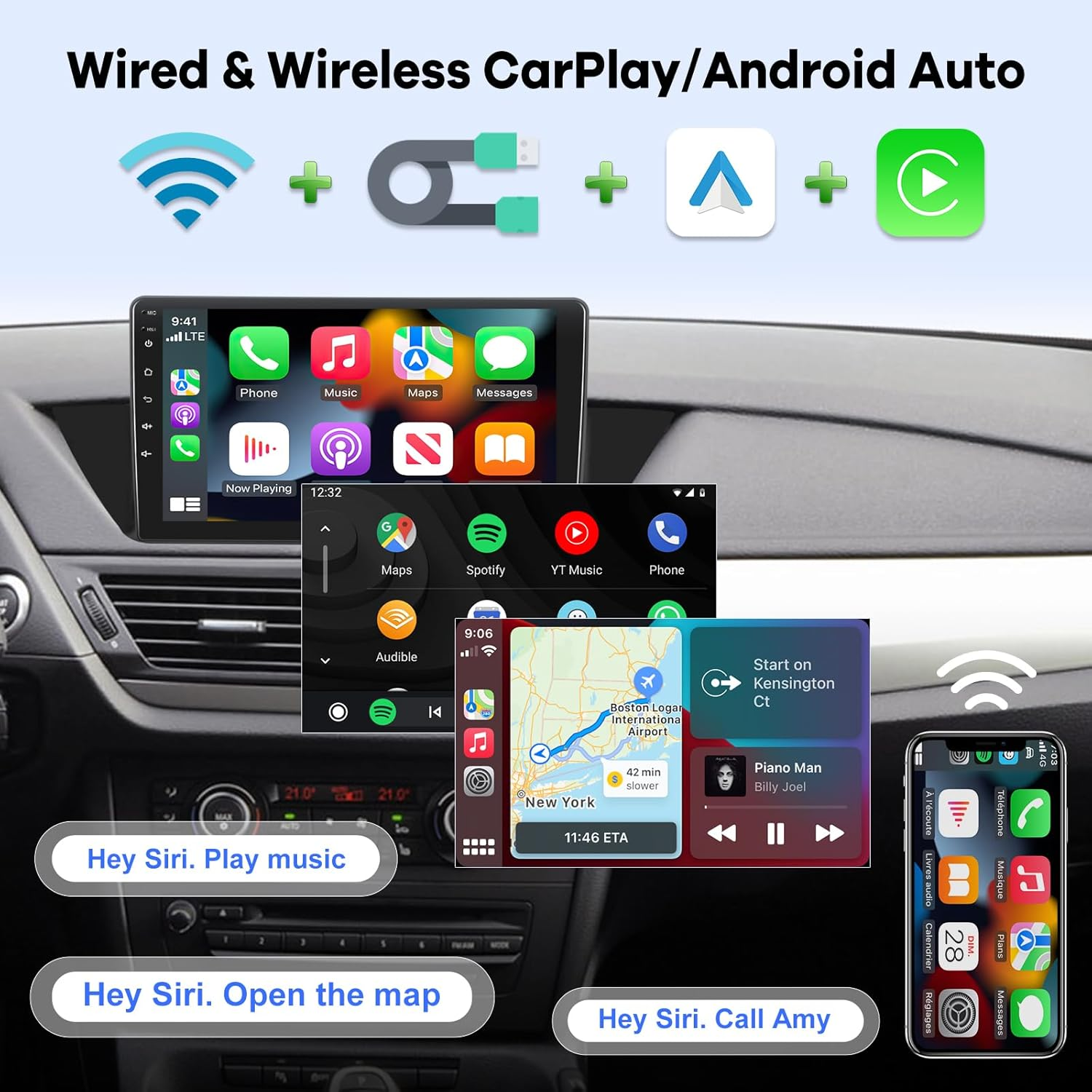 [2G+64G] Car Radio for BMW X1 E84 (2009-2015), 10 Inch Touch Screen Android 13 Car Play Stereo, Carplay/Android Auto/Eq Audio/Swc/Bluetooth + AHD Backup Camera image number 3