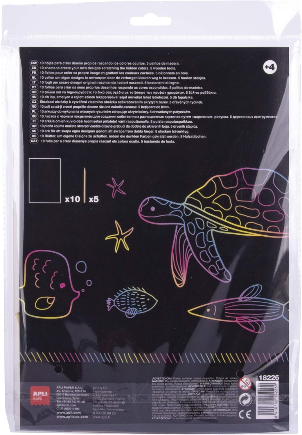 APLI Kids 18226 &ndash; Magic Scratch Scraper Sheets 10 Sheets 5 Tools image number 3