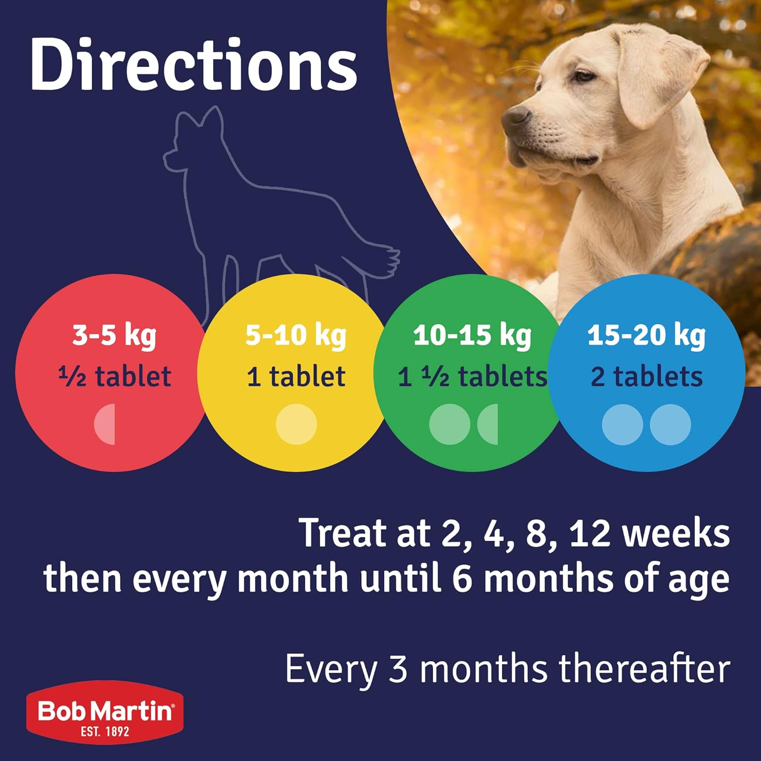 Bob Martin Worming Tablets for Dogs - Worming Treatment for Medium & Large Dogs. Kills 5 Most Common Worms in 1 Dose. 4 Chewable Liver Flavored Tablets 40G