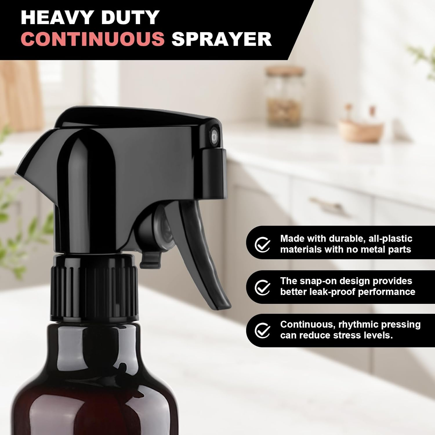 Hethyo Plastic Spray Bottles 12Oz Mist Spraying Bottle Heavy Duty Empty Water Spray Bottles for Hair, Cleaning Solutions, Plants，Essential Oils 2 Pack (Brown-2Pcs) - Brown-2Pcs image number 5