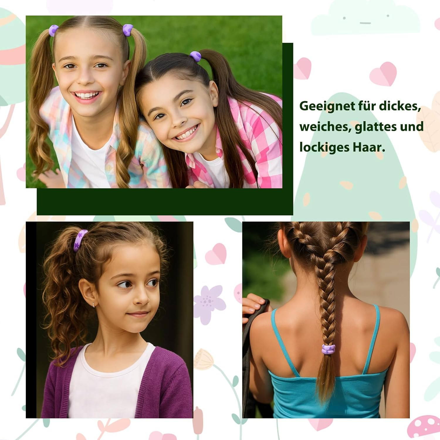 Pack of 60 Girls' Hair Bobbles, 4 Cm Coloured Nylon Hair Bobbles with Print, Soft and Comfortable for Daily Hairstyles, Colour Range for Girls Daily Combination, Ponytail Hair