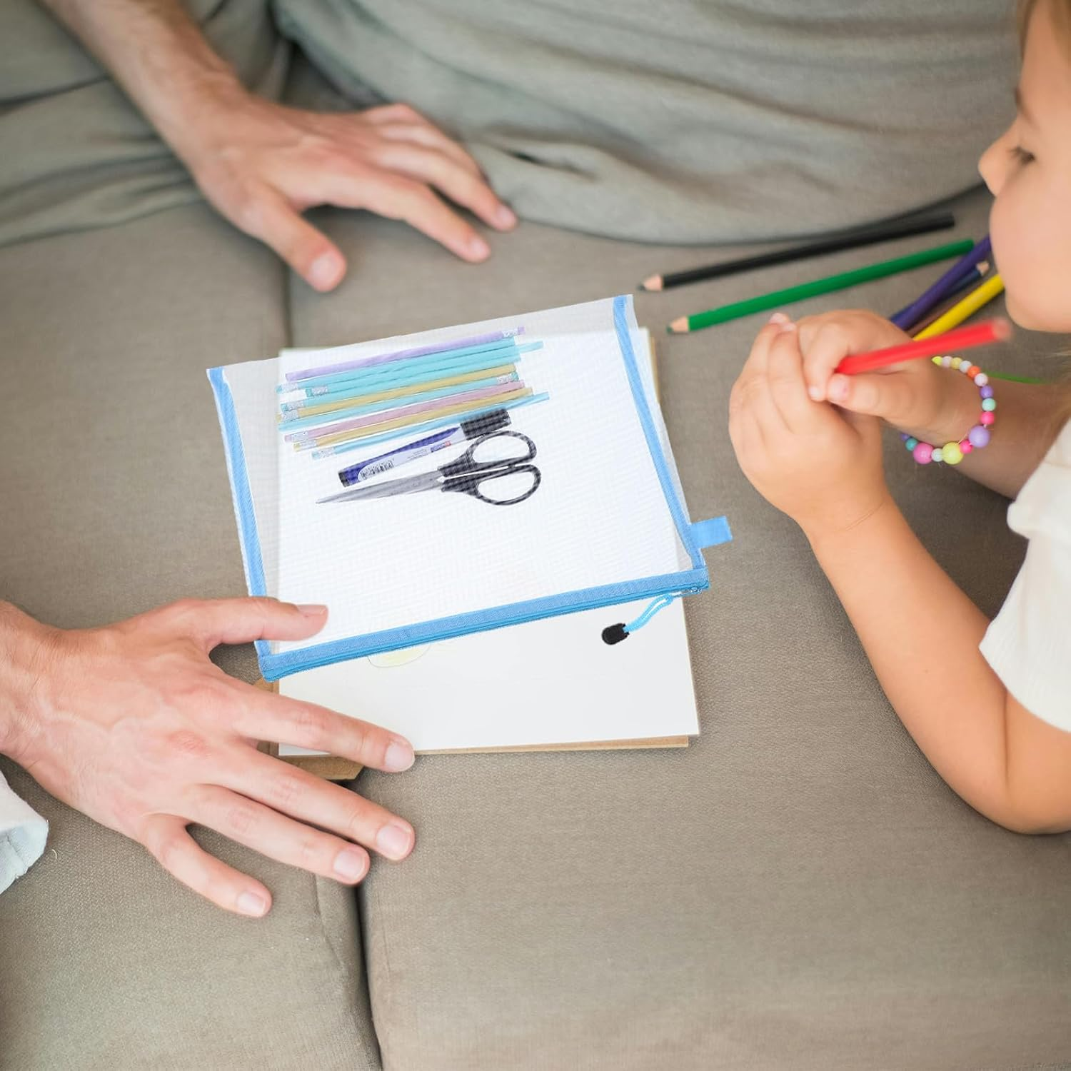 SOIMISS 5Pcs Nylon Zipper Pouches Clear Document File Organizer Large Capacity Stationery Bag for School Office Home Travel Wear-Resistant Visible Storage Bags image number 6