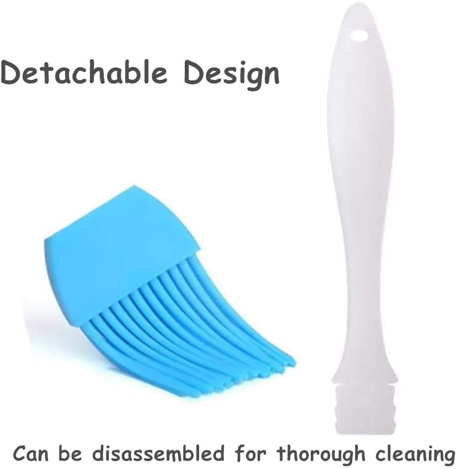 Yiouou Silicone Pastry Basting Brush Set, 7" & 8" Heat Resistant Oil Brush for Cooking, Baking, Barbecue, Grilling, Meat, 2 Pcs image number 2