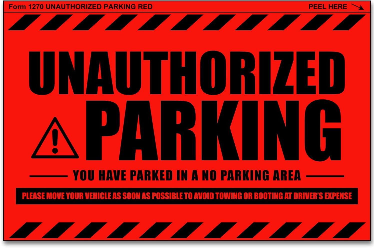 100 Mess Parking Violation Stickers - Hard to Remove - No/Unauthorized Parking Warning Stickers - Super Sticky - 8X5 in (Red, 100) image number 5