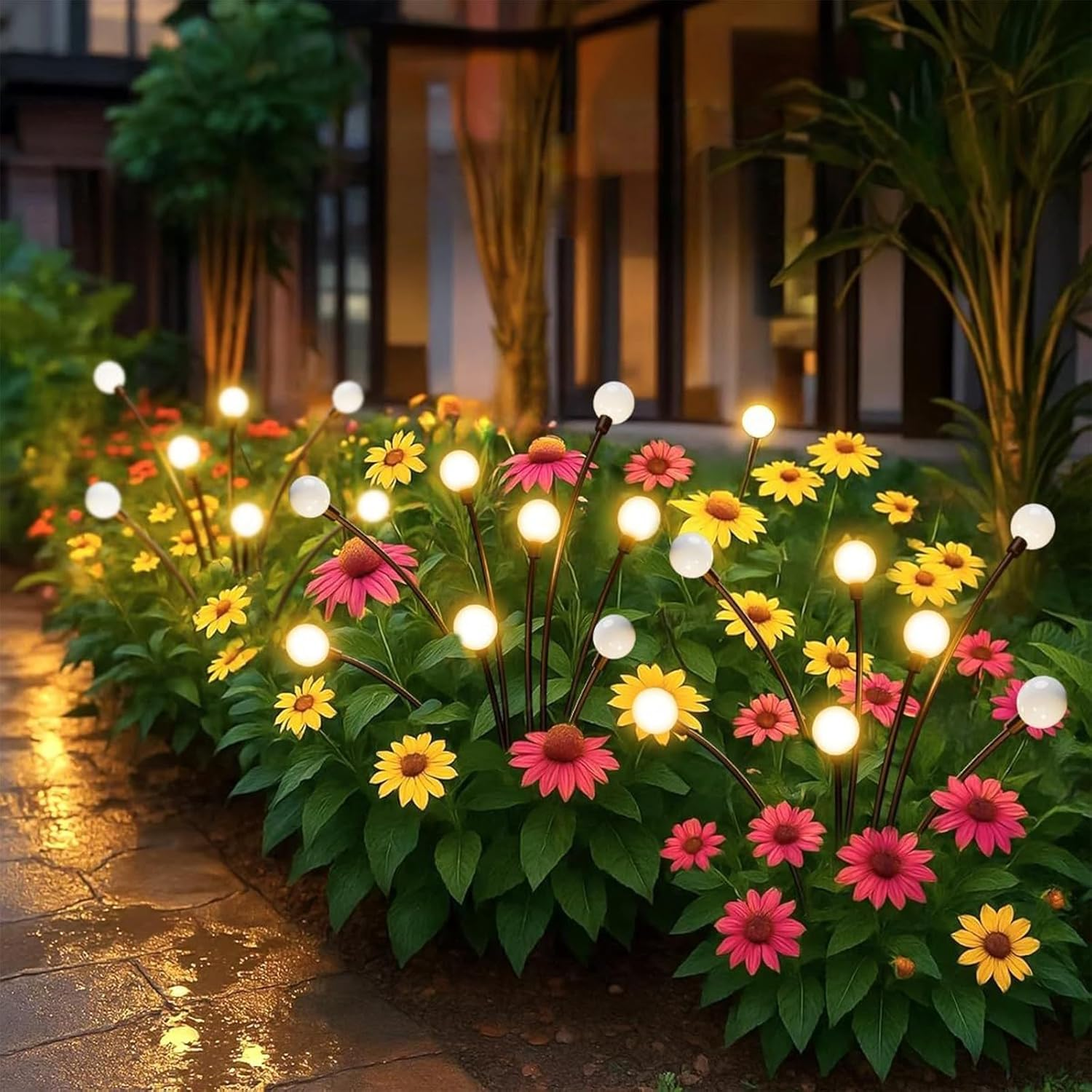 STEUGO 4PCS Firefly Outdoor Waterproof, 40 Head Solar Spark Swing Garden Light, Outdoor Light, Solar Garden Decoration Light, Garden Terrace Channel Decoration, Warm Light