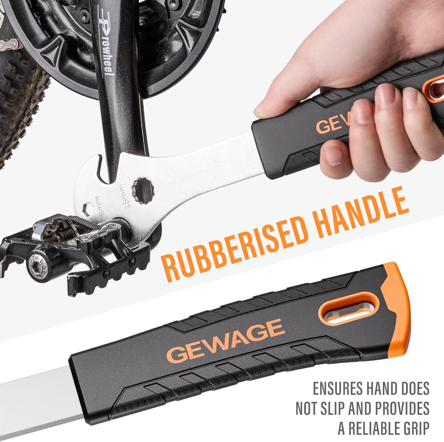 GEWAGE Bike Bicycle Pedal Wrench - Long Handle Pedal Spanner Double Wrench for Mountain & Road Bike image number 4
